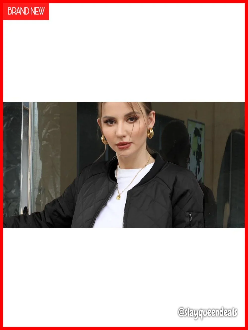 Quilted Bomber Jacket with 5 Pockets, Lightweight Puffer for Fall Spring Winter
